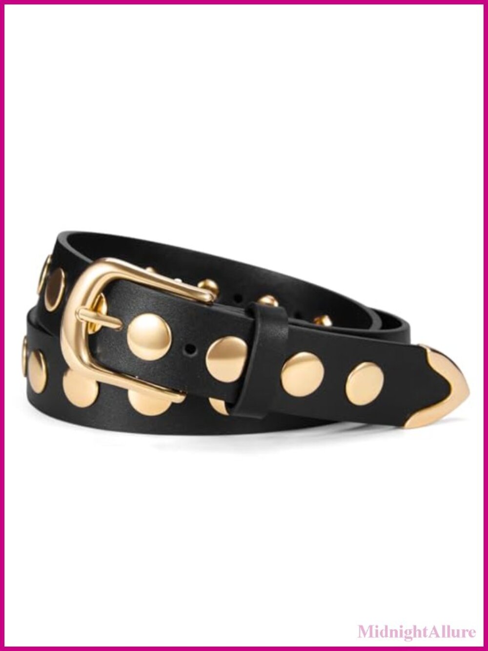 Women's PU Leather Belt with Gold Buckle Adjustable Waist Belt for Jeans